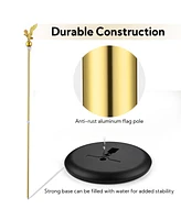 Yescom 6Ft Indoor Flag Pole Kit Eagle Topper Aluminum Gold Pole with Base 3x5Ft Us Flag for Office School City Hall