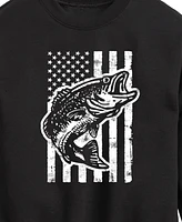 Hybrid Toddler Boys Americana Flag Fish Graphic Fleece T-Shirt