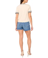 Vince Camuto Women's Striped-Edge Short-Sleeve Sweater