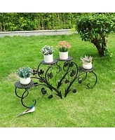 Unho 1 Pair Tall Plant Stand Garden Patio Metal Flower Planter Rack Art Display Shelf