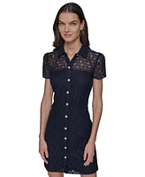 Karl Lagerfeld Paris Women's Graphic Lace Shirtdress