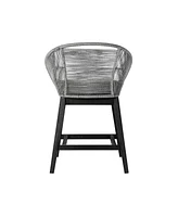 Solid Wood Bar Height Chair with Footrest – Low Back Outdoor Seating for Relaxation