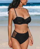 Cupshe Women's Take a Peek Black Bikini Set