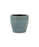 Striped Ceramic Round Planter – Modern Pot for Indoor & Outdoor Spaces