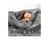 Superior Cotton Linen Blend Solid 3-Piece Duvet Cover Set