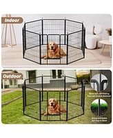 Dog Playpen Indoor Outdoor, 32" Height 8 Panels Fence with Anti-Rust Coating, Metal Heavy Portable Foldable Dog Pen for Large, Medium Small Dogs Rv Ya