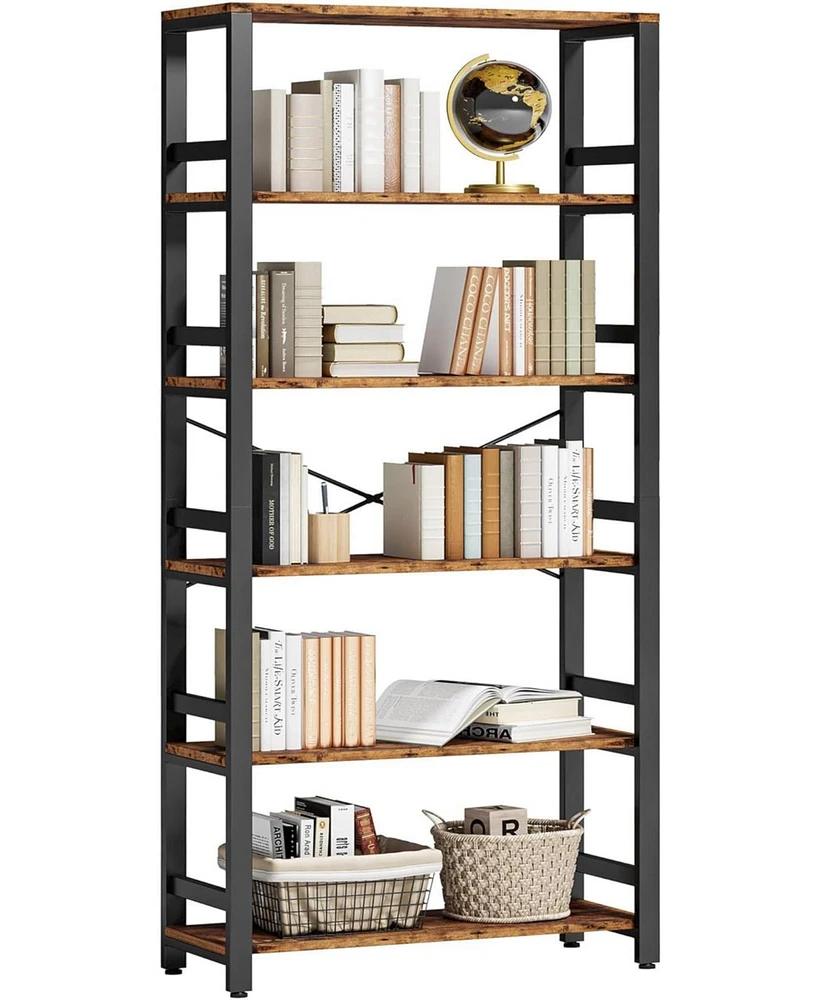 Bookshelf, 31.5in Wide Shelf 6 Tier Bookcase, 110lbs/shelf