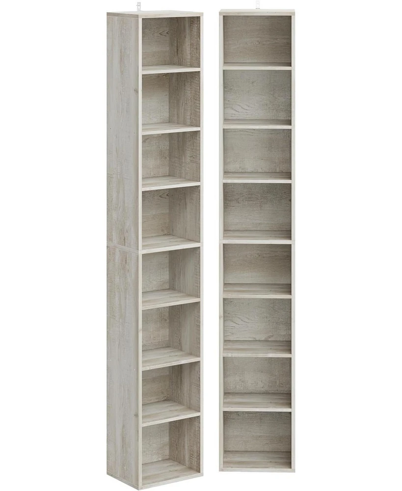 Tall Narrow Bookshelf 8 Tiers 71in Set of 2