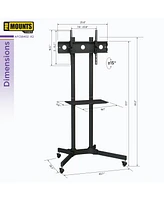 ProMount Premium Rolling Tv Stand with Mount and Adjustable Shelf for 32"-72" TVs up to 110lbs