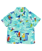 Sesame Street Boys Bird Cookie Monster Elmo Oscar the Grouch Matching Family Hawaiian Button Down Shirt to