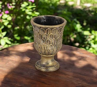 Textural Tone-On-Tone Cement Round Urn Planter – Elegant Pot for Outdoor & Indoor Spaces