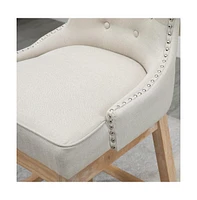 Set of 2, 30 Inch Swivel Bar Stools with Nailhead Trim & Rubberwood Legs-The Pop Home