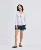 Reistor Women's Crisp Details Button-down Shirt White