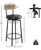 Bar Stools Set of 4, Wider Base Pu Upholstered Swivel Barstools