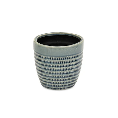 Indoor/Outdoor Striped Ceramic Round Planter – Stylish Pot for Plants