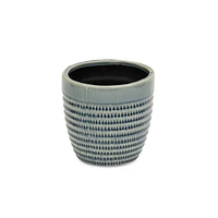 Indoor/Outdoor Striped Ceramic Round Planter – Stylish Pot for Plants