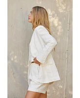 Crescent Women's Zoey Collarless Linen Blazer