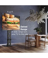 ProMounts Premium Swivel Tv Stand Mount for 37”-72” Screens with Shelving, Holds up to 110 Lbs