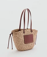 Mango Women's Natural Fiber Double Handle Shoulder Bag