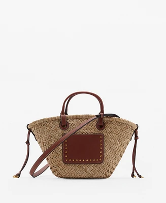 Mango Women's Small Double Handle Natural Fiber Bag