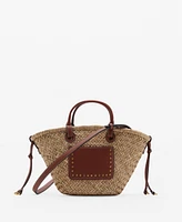Mango Women's Small Double Handle Natural Fiber Bag