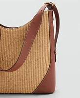 Mango Women's Contrast Canvas Shoulder Bag