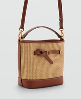Mango Women's Buckle Detail Canvas Bucket Bag