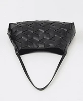 Mango Women's Braided Leather Shoulder Bag
