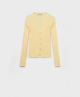 Mango Women's V-Neck Rib-Knit Cardigan Sweater