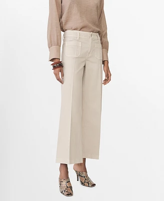Mango Women's Pocketed Wide Leg Jeans