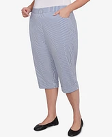 Alfred Dunner Plus Land of The Free Striped Clamdigger Pants