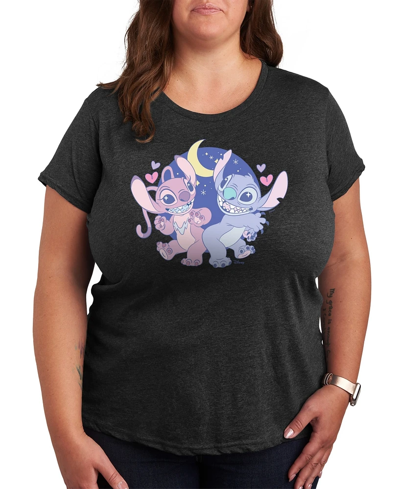 Hybrid Apparel Plus Lilo Stitch and Angel Graphic T-Shirt