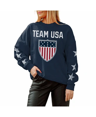 Gameday Couture Women's Navy Team Usa Glorious Horizons Drop Shoulder Pullover Sweatshirt