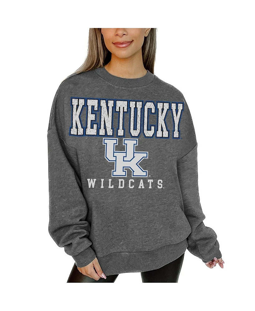 Gameday Couture Women's Heather Charcoal Kentucky Wildcats Distressed Fleece Pullover Sweatshirt