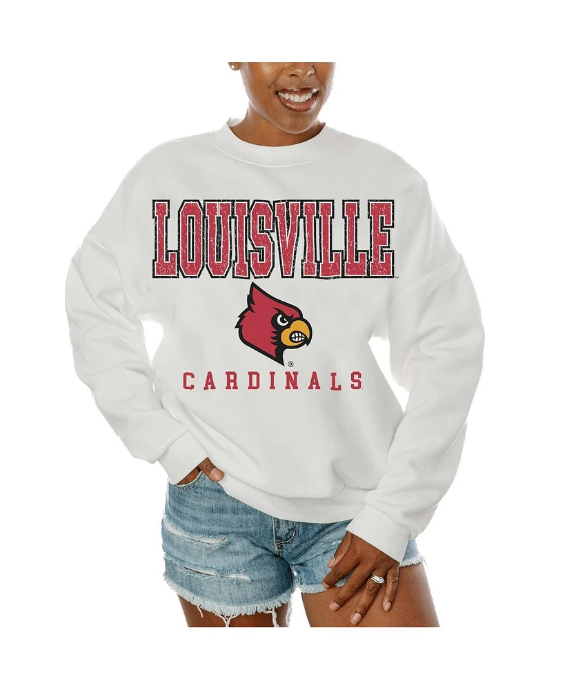 Gameday Couture Women's White Louisville Cardinals Freestyle Fleece Pullover Sweatshirt