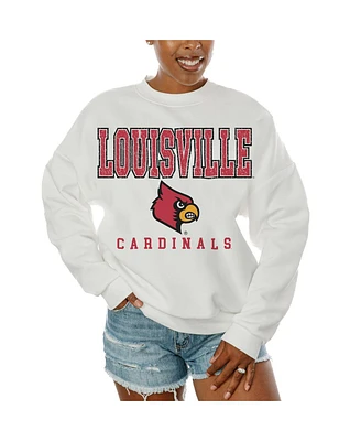 Gameday Couture Women's White Louisville Cardinals Freestyle Fleece Pullover Sweatshirt