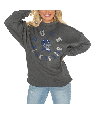 Gameday Couture Women's Charcoal Duke Blue Devils Premium Fleece Drop Shoulder Pullover Sweatshirt