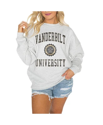 Gameday Couture Women's Steel Vanderbilt Commodores Good Vibes Premium Fleece Drop Shoulder Pullover Sweatshirt