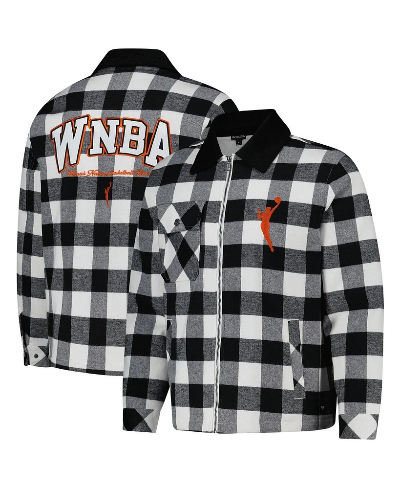 The Wild Collective Men's and Women's Black/White Wnba Gear Flannel Full-Zip Shacket