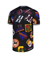 Stitches Men's Black Negro League Baseball Allover Print V-Neck Jersey