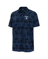 Antigua Men's Heather Navy New York Yankees Palm Tree Spring Training Shadow Polo Shirt