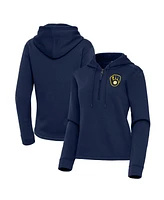 Antigua Women's Navy Milwaukee Brewers Contemporary Quarter-Zip Hoodie