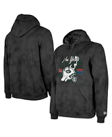 New Era Men's Black York Jets Identity Helmet Enzyme Washed Pullover Hoodie