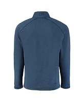 Cutter & Buck Men's Heather Navy Los Angeles Dodgers Peshastin Eco Fleece Raglan Quarter-Zip Top