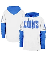 '47 Brand Men's White Detroit Lions Throwback Shortstop Pullover Hoodie