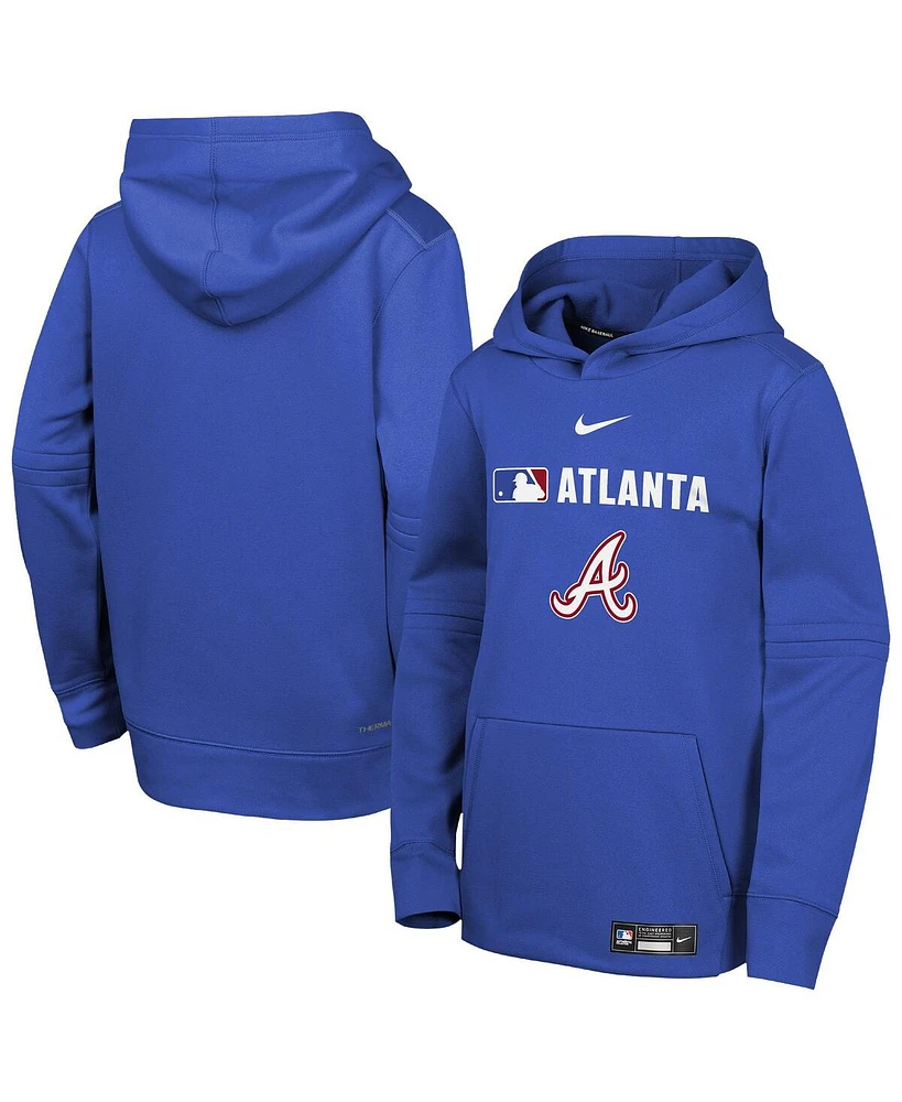 Nike Big Boys and Girls Royal Atlanta Braves City Connect Authentic Collection Performance Pullover Hoodie