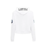 Pro Standard Women's White Minnesota Timberwolves 2024/25 City Edition Chenille Applique Cropped Pullover Hoodie