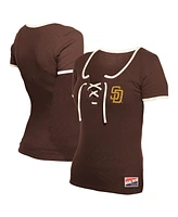 New Era Women's Brown San Diego Padres Throwback Lace Up T-Shirt