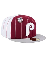 New Era Men's Dark Red Philadelphia Phillies Pinstripe 59FIFTY Fitted Hat