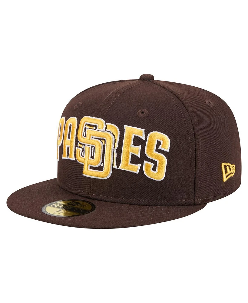 New Era Men's Brown San Diego Padres Overlap 59FIFTY Fitted Hat